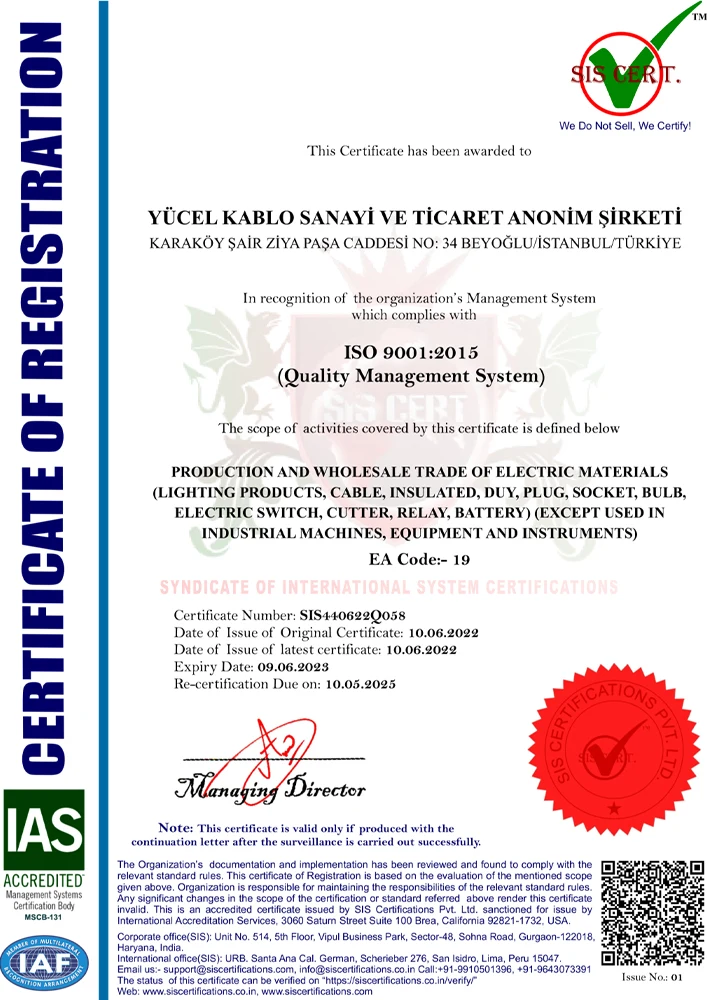 ISO 9001:2015 Kalite Yönetim Sistemi ISO 9001 Kalite Yönetim Sertifikası